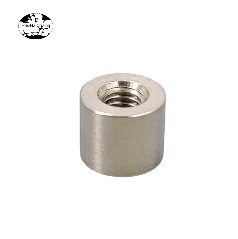 hhc-608-stainless-steel-round-nut-connecting-nut-cylindrical-screw-joint-precision-cnc-turned-nut-for-industrial-and-electronic-fastening-05