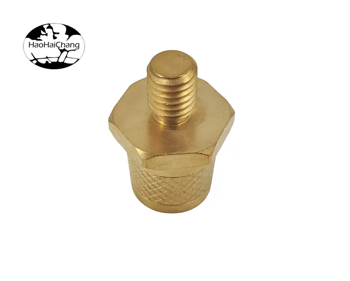 HHC-0769 OEM Custom CNC Machined Hexagonal Studs Solid Cross Recessed Round Copper Studs