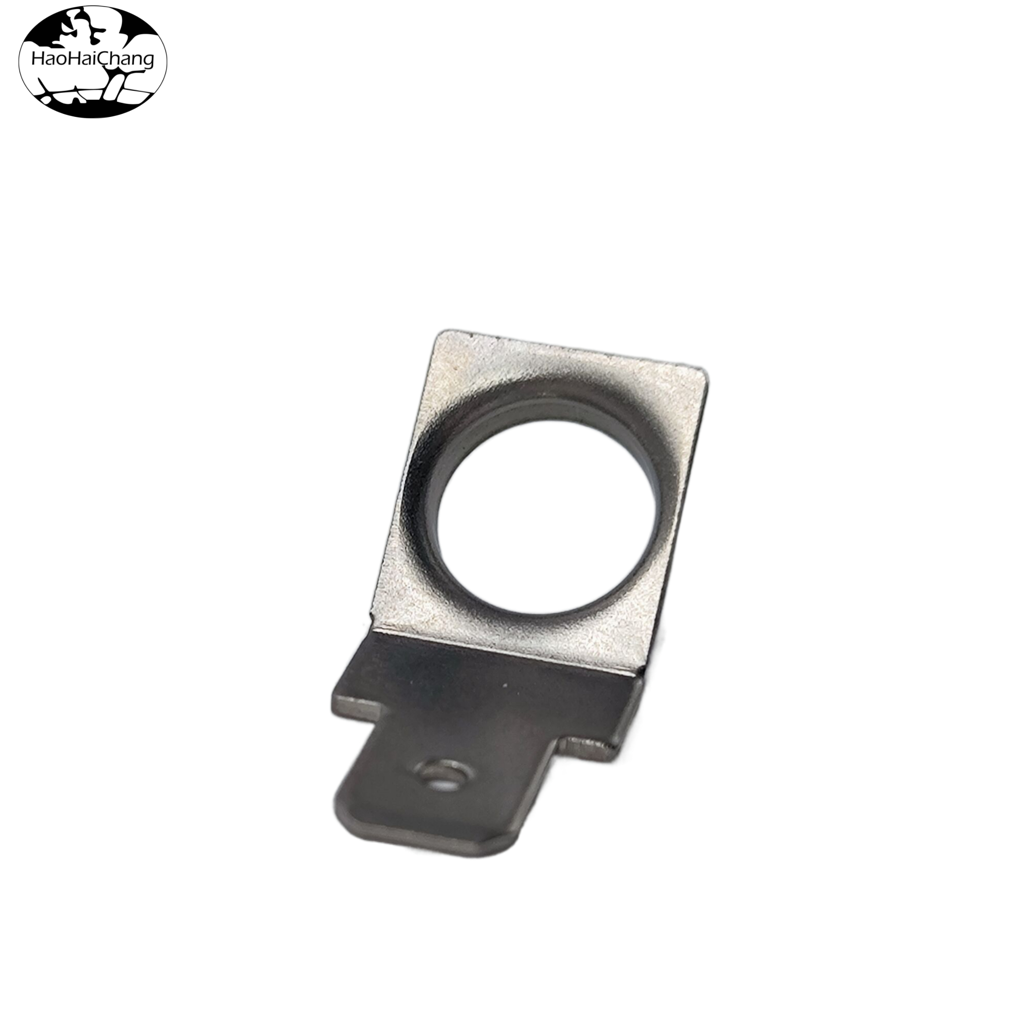 HHC-309 Bent Lug Welding Insert Male Terminal with Reinforced Mounting Hole for Secure Electrical Connections